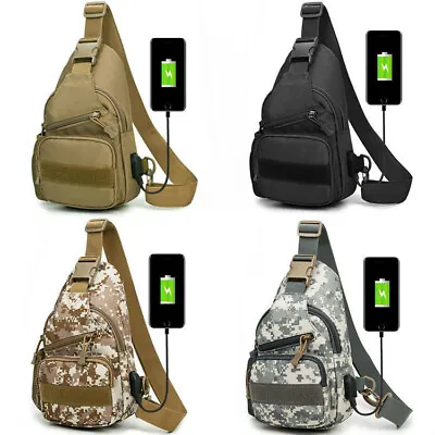 Anti-Theft Men's Sling Crossbody Bag Chest Shoulder Messenger Backpack USB Port • $9.49