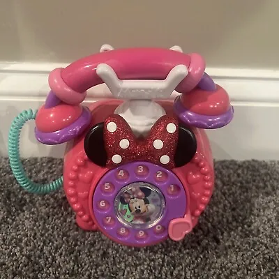 Disney Minnie Mouse Pink Rotary Telephone 7  Happy Helpers Talking Toy • $10