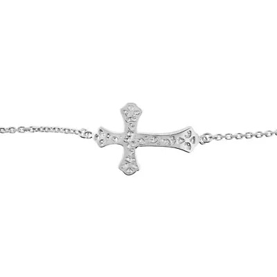 Sterling Silver Adjustable Sideway Cross Bracelet • $17.72