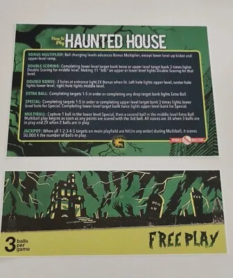 Pinball Card Instructions Haunted House Gottlieb Set Of 2  • $23.55