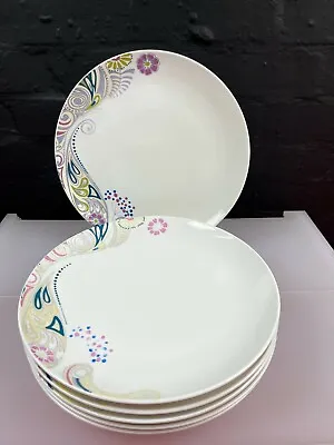 £29.99 • Buy 6 X Denby Monsoon Cosmic Dinner Plates 28.5 Cm Wide Set Faded Pattern