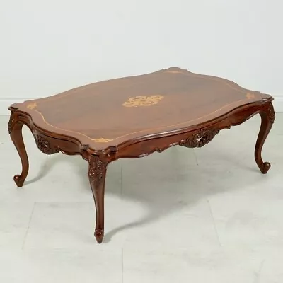 Traditional French Rectangular Coffee Table Mahogany With Satinwood Inlay • $2095