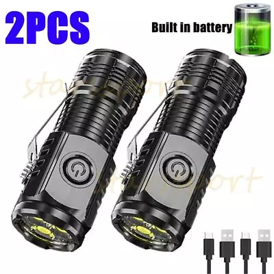 Super Bright Mini LED Flashlight Keychain Pocket Magnetic Torch-USB-Rechargeable • $14.99