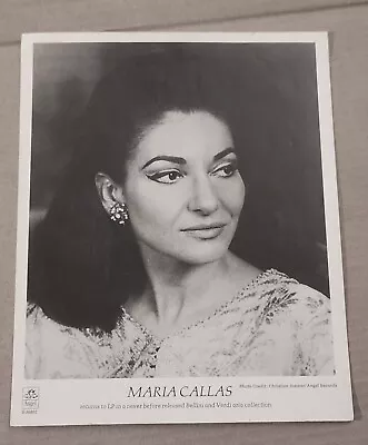 Maria Callas Vintage Angel Records Publicity Photo Opera Singer • $24.95