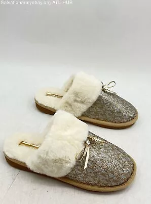 Girl's Michael Kors Margot Slip-On Slippers Gold/Silver Faux Fur- Size 4 NWOB • $9.99