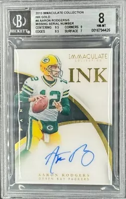 2015 Panini Immaculate Ink Gold- Aaron Rodgers Auto Beckett 8 • $420
