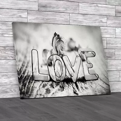 Rose Love Saying Black White Canvas Print Large Picture Wall Art • £14.95