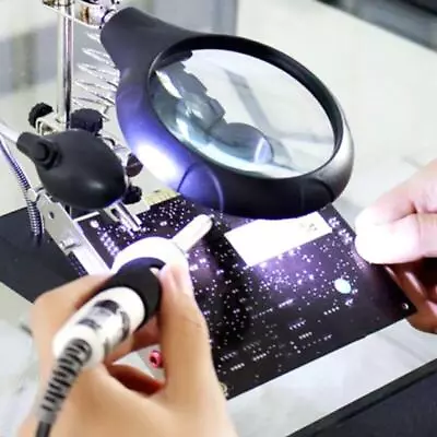 LED Desktop Magnifying Glass For Close Work Reading Crafts Repair • £22.51