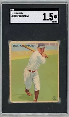 1933 Goudey #191 Ben Chapman New York Yankees SGC 1.5 • $67.99