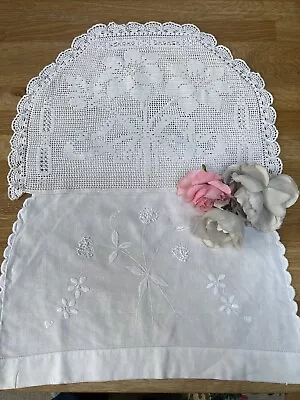£14 • Buy 2 X Vintage Tea Cosy Cozy Cozies Hand Embroidered + Crochet Mary Card Interest
