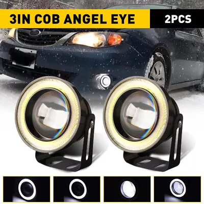 2x 3 Inch Round LED Fog Light Driving Spot Lamp White Angel Eyes Halo Ring EOU • $18.04