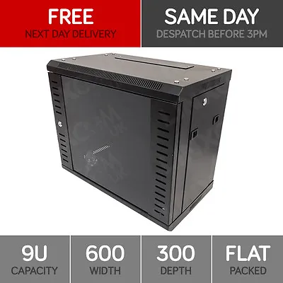 £72.40 • Buy 9U Server Rack Network Cabinet 19 Inch 600 X 300mm Black