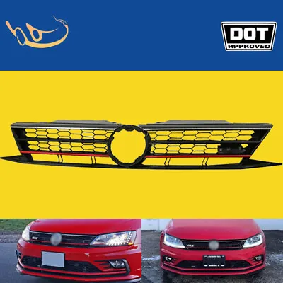 $63 • Buy For 2015-2018 VW Volkswagen Jetta Honeycomb Front Upper Grille Grill W/Red Trim