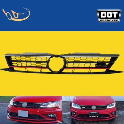 $63 • Buy For 2015-2018 VW Volkswagen Jetta Honeycomb Front Upper Grille Grill W/Red Trim