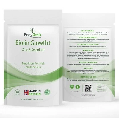 £3.99 • Buy Biotin Hair Growth Supplement 180 Tablets - 10,000mcg + Zinc + Selenium UK VEGAN
