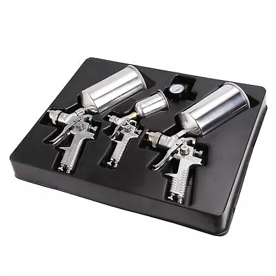 $59.99 • Buy 3 HVLP Air Spray Gun Kit Auto Paint Car Primer Detail Basecoat Clearcoat US SHIP