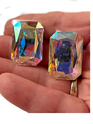 Vintage Austrian Crystal Earrings Post Aurora Borealis Swarovski EUC 20% OFF • $14.99