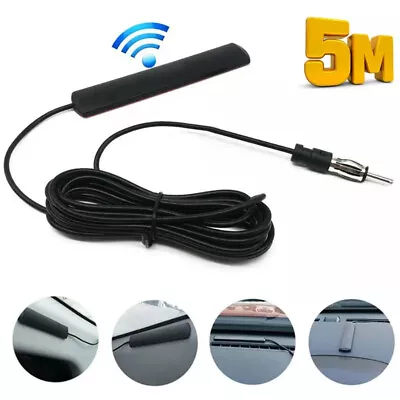 UK Car Radio Antenna AM FM Stereo Internal Mount Windscreen Amplified Aerial 5M • £3.99