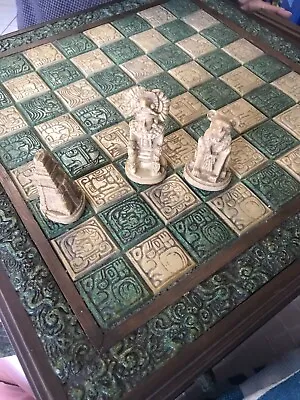 Antique Mayan / Aztec Inspired Chess Set • $1200