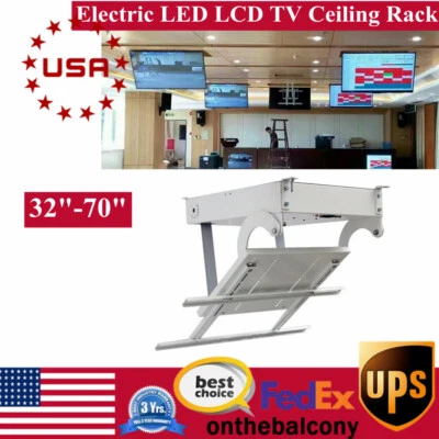 $350.55 • Buy 32 -70  Motorised LED LCD TV Ceiling Mounted Hanger Electric Rack Bracket+Remote