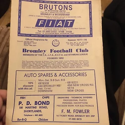 Bromley V Walton & Hersham 1977/78 IL • £2.49