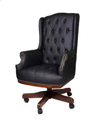 Chesterfield Antique Style Captains Managers Office Desk Leather Computer Chair  • £249