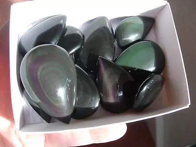 Rainbow Obsidian Teardrops  X 10  277 Gms EBay U.K. Seller For Over 20 Years • £40