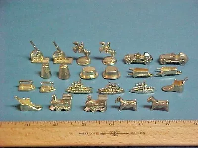 Lot Of 23 Vintage Monopoly Deluxe Edition 1998 Parts Goldtone Gold Pewter Tokens • $12