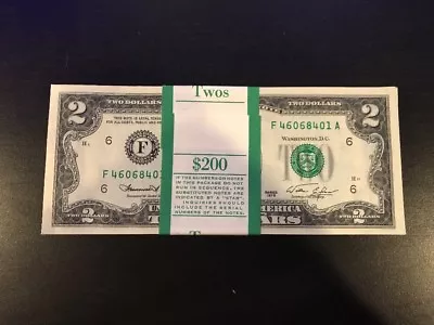 1976 Two Dollar ($2) Bill Uncirculated Consecutive Sequential BEP Wrap - 1 Note • $6.50