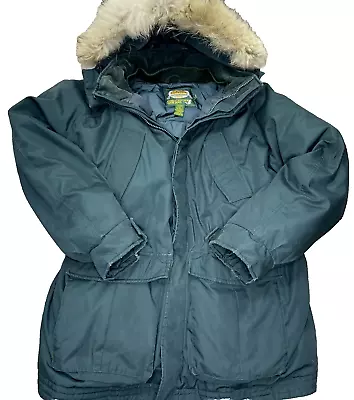 Vintage CABELA’S Premier Northern Goose Down Coyote Fur Trimmed Parka Jacket XL • $50