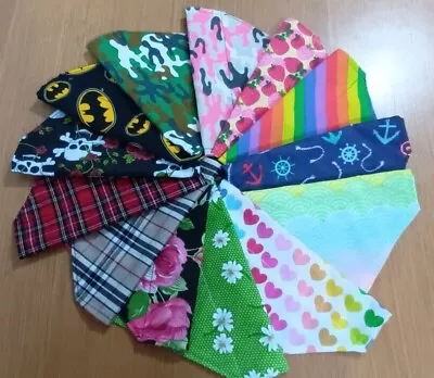 Handmade Dog Bandana Slide On Collar Neckerchief 100% Cotton. XS To Large • £3.40