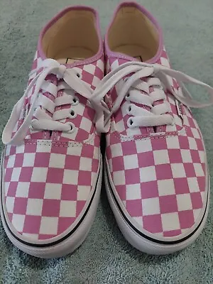 Womens Authentic Vans Low Cut Sneakers Pink & White Check Size; 8.5 *WORN ONCE* • $65