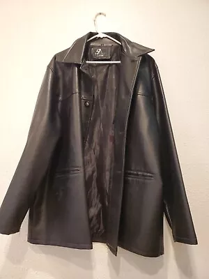 Emporio Fashion Synthetic Leather Black Long Coat Jacket Men’s XL • $40