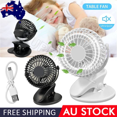 $12.58 • Buy Portable 360° Mini Fan Travel Rechargeable USB Clip On Desk Fan Pram Cot Car OZ