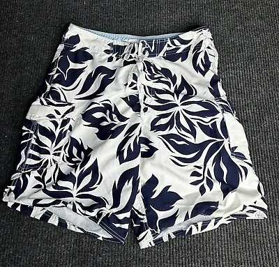 Kirra Board Shorts Adult 32 Blue White Floral Lightweight Swim Trunks Mens • $14.95