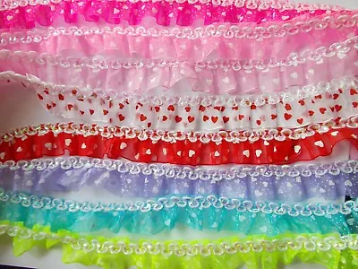 Pleat Gathered Polka Dot Organza Ribbon With/without Sequins Lace-choose Colour • £2.20