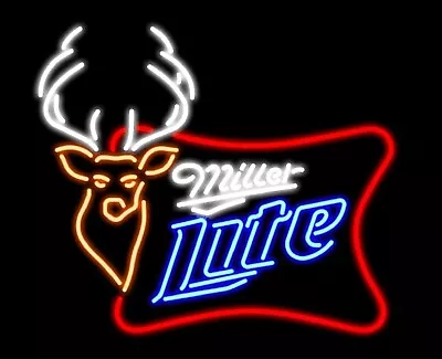 20 X16  Miller Lite Deer Neon Sign Light Lamp Visual Collection Beer Bar Decor L • $129