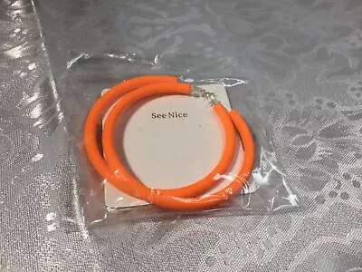 Large Hoop Earrings Neon Orange Woman Fashion Jewelry NEW Fun Party Bright • $9.99