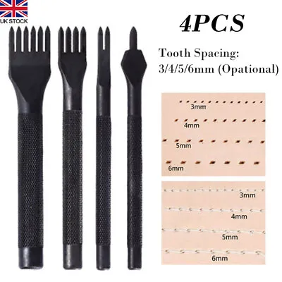 4x Leather Iron Lacing Stitching Chisel Hole Pricking Punch Craft Tool 1/2/4/6mm • £8.23