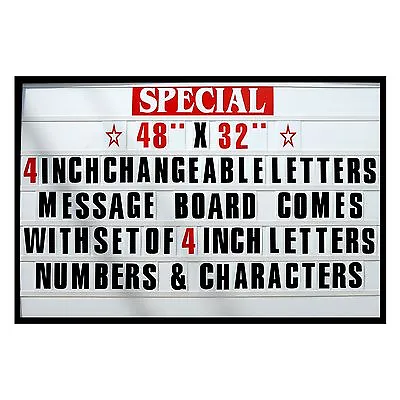 4  Big Changeable Letter Message Sign Menu Price Marquee Reader Board 48 X 32  • $209