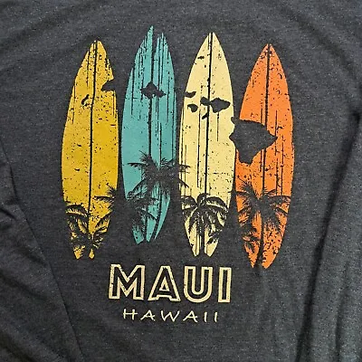 Heather Gray Long Sleeve T-Shirt Surfboards - MENS SZ XL Maui T-shirt Factory • $12