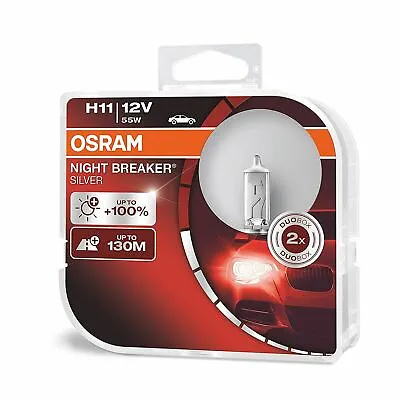 £19.42 • Buy OSRAM 64211NBS-HCB NIGHT BREAKER SILVER H11 12V 55W Headlight Bulbs(Twin)