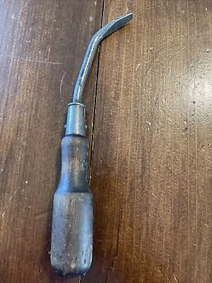 Vintage Wooden Handle Curved Specialty Flat Head Screwdriver ! • $11.11