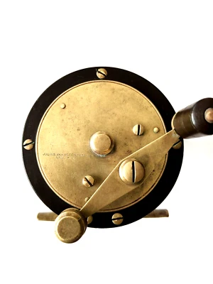 $225 • Buy Vintage Julius Vom HOFE Salmon/Light Saltwater Reel Brass And Hard Rubber C1886