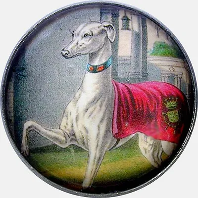 Crystal Dome Button Greyhound Dog Vintage Image -Lg Size- Dog 38  FREE US SHIP • $9.50