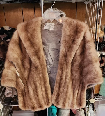$41 • Buy Vintage CRAFT CUTTER Autumn Haze MINK FUR Stole FOR CRAFTS SCRAP