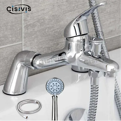 £27.99 • Buy Luxury Bathroom Chrome Sink Bath Filler Tap Shower Mixer Taps With Hand Held Set