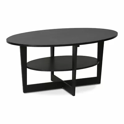 Furinno JAYA Contemporary Engineered Wood Oval Coffee Table In Walnut • $46.53