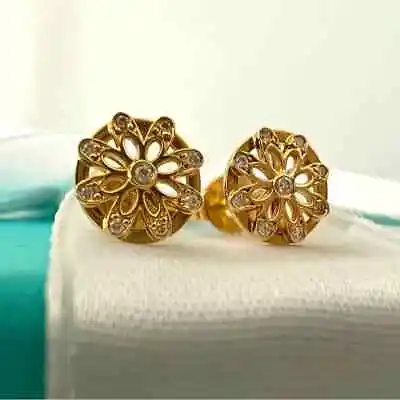 £1289.29 • Buy Tiffany & Co. Ziegfeld Daisy Diamond Earrings 18k Yellow Gold RARE