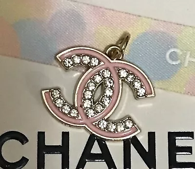 Chanel Paris Gold Plated & Crystal Pink CC Charm/ Zip Pull / Single Button Part  • £55